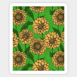 Dahlias in yellow and green Sticker